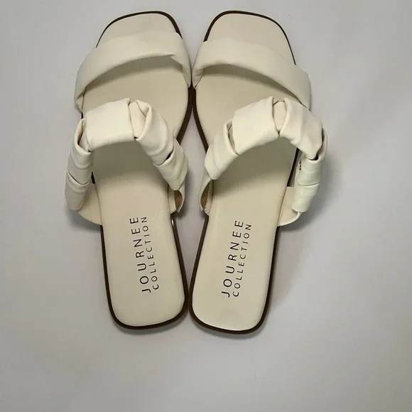 Journee Collection Cream Sandals with Wide Straps - Picture 5 of 7